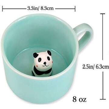 luckyse Panda Surprise 3D Coffee Mug Cute Cartoon Animal Ceramics Cup Baby Animal Inside, Best Office Cup & Birthday Gift 8 OZ (Panda)