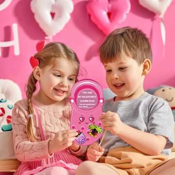 JX Valentines Day Cards for Kids School Classroom, 48 pcs Valentine's Cards with 96 Shoe Charms for kids boys girls,Valentine Exchange Gift Party Favors