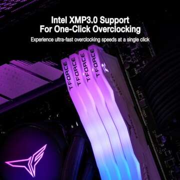 TEAMGROUP T-Force Delta RGB DDR5 Ram 32GB (2x16GB) 6000MHz PC5-48000 CL30 Intel XMP 3.0 & AMD Expo Compatible Desktop Memory Module Ram White FF4D532G6000HC30DC01