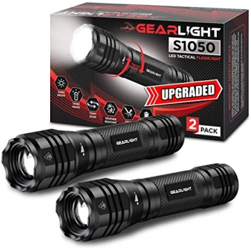 GearLight S1050 LED Flashlight High Lumens - Flashlights for Camping, Hiking, Dog Walking - Powerful...