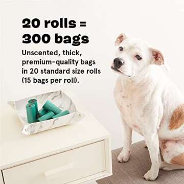 BarkBox 300 ct. Dog Waste Poop Bags, 3 Patterns/Roll, Environment-Friendly, Leak-Proof, Durable, Unscented - Pug Life