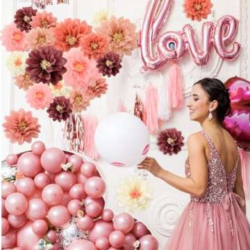 Geyee 18 Pcs Mexican Paper Flowers Colorful Fiesta Tissue Paper Flowers Pom Poms Mexican Carnival for Floral Party Backdrop Wedding Birthday Party Craft, 6" 8" 10"(Vintage Color)