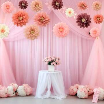 Geyee 18 Pcs Mexican Paper Flowers Colorful Fiesta Tissue Paper Flowers Pom Poms Mexican Carnival for Floral Party Backdrop Wedding Birthday Party Craft, 6" 8" 10"(Vintage Color)