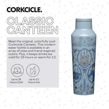 Corkcicle x Disney Princess Cinderella Sport Canteen Insulated Tumbler, 20 oz – Reusable Water Bot...