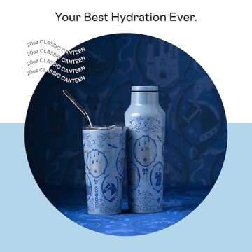 Corkcicle x Disney Princess Cinderella Sport Canteen Insulated Tumbler, 20 oz – Reusable Water Bottle Keeps Beverages Cold for 25 Hours & Hot 12 Hours – Cupholder Friendly Tumbler with Screw-On Cap