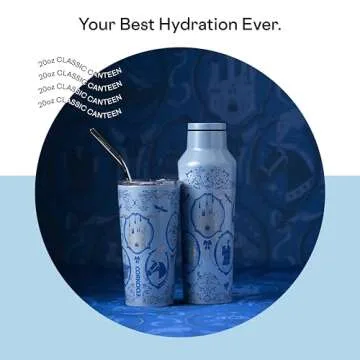 Corkcicle x Disney Princess Cinderella Sport Canteen Insulated Tumbler, 20 oz – Reusable Water Bottle Keeps Beverages Cold for 25 Hours & Hot 12 Hours – Cupholder Friendly Tumbler with Screw-On Cap