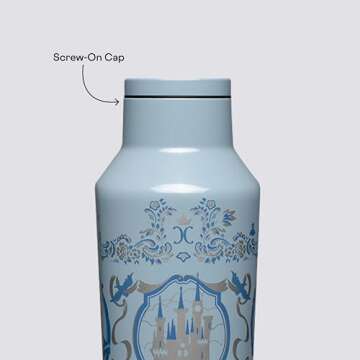 Corkcicle x Disney Princess Cinderella Sport Canteen Insulated Tumbler, 20 oz – Reusable Water Bottle Keeps Beverages Cold for 25 Hours & Hot 12 Hours – Cupholder Friendly Tumbler with Screw-On Cap