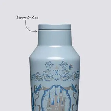Corkcicle x Disney Princess Cinderella Sport Canteen Insulated Tumbler, 20 oz – Reusable Water Bottle Keeps Beverages Cold for 25 Hours & Hot 12 Hours – Cupholder Friendly Tumbler with Screw-On Cap