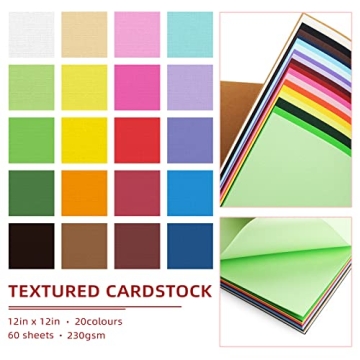 Premium 60 Sheets Colored Linen Textured Cardstock for All Crafts