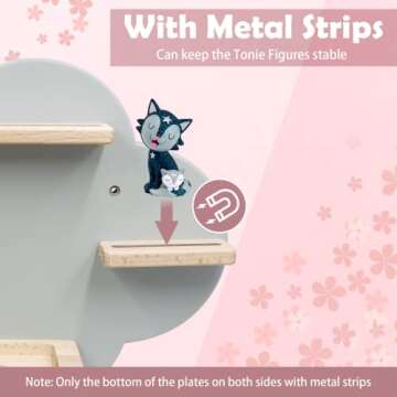 Wall Shelf (Cloud) for Toniebox, Charging Station and 12-18 Tonie Figures, Magnetic Wooden Floating Shelf Compatible with Toniebox MP3 Audio Player & Character, Storage Rack for Kids Play Room