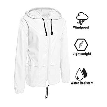 Avoogue Lightweight Raincoat Women's Waterproof Windbreaker Packable Outdoor Hooded Rain Jacket Whit...