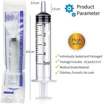10 Pack 5ml Plastic Syringe for Precision Measuring