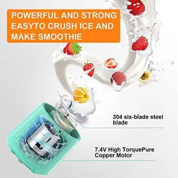 Portable Blender, Personal Mini Blender for Smoothies, Juice and Shakes, USB Rechargeable, Cordless (Sky blue)