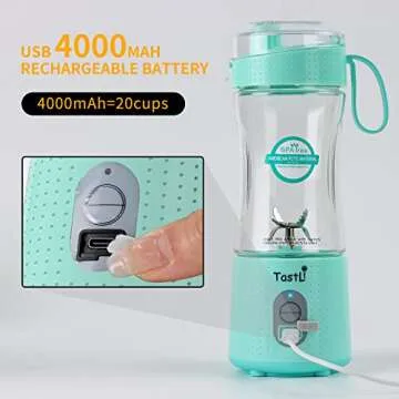 Portable Blender, Personal Mini Blender for Smoothies, Juice and Shakes, USB Rechargeable, Cordless (Sky blue)