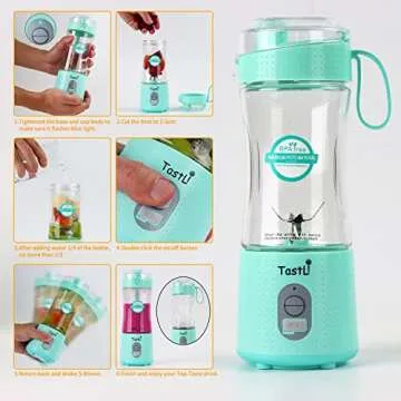 Portable Blender, Personal Mini Blender for Smoothies, Juice and Shakes, USB Rechargeable, Cordless (Sky blue)