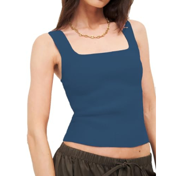 Zeagoo Women's Square Neck Ribbed Crop Top for Summer Style