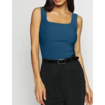 Zeagoo Women's Square Neck Ribbed Crop Top for Summer Style