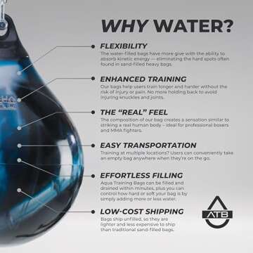Aqua Training 190 lb. Punching Bag, 21" Water Filled Teardrop Shape for Boxers of All Skill Levels, ...