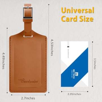 Travelambo Luggage Tags for Suitcases Faux Leather Privacy Protection 2 Pack Bag Tags Travel Accesso...