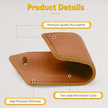 Travelambo Luggage Tags for Suitcases Faux Leather Privacy Protection 2 Pack Bag Tags Travel Accessories Essential, Yellowish Brown