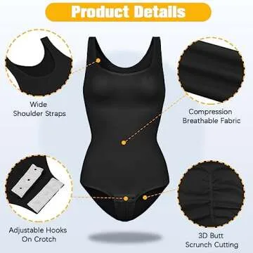 VVX Bodysuit for Women - Tummy Control Seamless Tops Compression Butt Lifting Shapewear Bodysuits - Black M/L