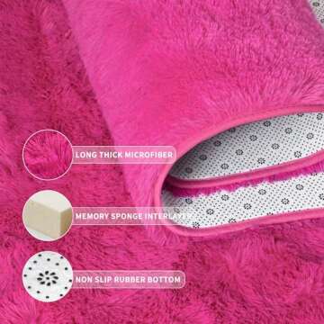 Tepook Super Soft Fluffy Rug for Bedroom, Modern Shaggy Rug Fuzzy Kids Rug for Living Room, Plush Indoor Nursery Home Decor Rug with Non-Slip Bottom, Hot Pink, 5 X 8 Feet