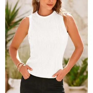 Okiwam Crop Tank Tops for Women - Mock Neck & Y2K Style Ribbed Casual Tops