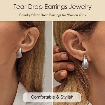 Stylish LUXEJEW Silver Teardrop Earrings for Women