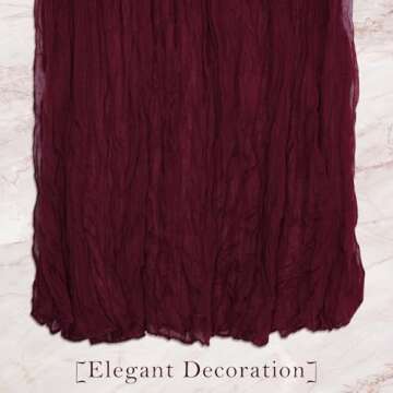 Table Runner Cheesecloth 10 FT Boho Rustic Table Runner Gauze Table Runner for Wedding Spring Decor Cheese Cloth Table Runner for Baby Shower Birthday Home Decor (Wine Red, 1 Pack)