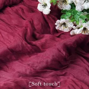 Table Runner Cheesecloth 10 FT Boho Rustic Table Runner Gauze Table Runner for Wedding Spring Decor Cheese Cloth Table Runner for Baby Shower Birthday Home Decor (Wine Red, 1 Pack)