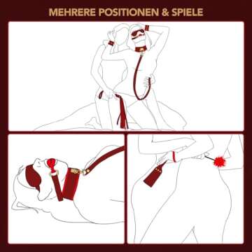 Sex Bondage BDSM Kit Restraints - UTIMI Upgrade 11PCS Sets with Adjustable Handcuffs Collar Ankle Cuff Blindfold Feather Tickler Adult Games Sex Toys for Men Women and Couples Foreplay | Red