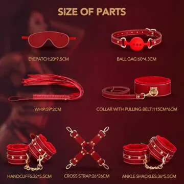 Sex Bondage BDSM Kit Restraints - UTIMI Upgrade 11PCS Sets with Adjustable Handcuffs Collar Ankle Cuff Blindfold Feather Tickler Adult Games Sex Toys for Men Women and Couples Foreplay | Red