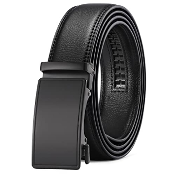 SENDEFN Men's Leather Belt - Automatic Ratchet Buckle Casual Dress Belt