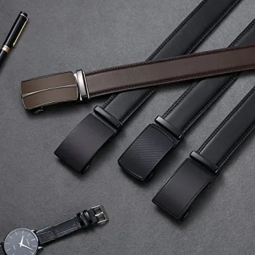 SENDEFN Men's Leather Automatic Ratchet Belt - Black