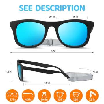RIVBOS Baby Sunglasses Boys&Girls with Strap UV400 Polarized Flexible for Toddler,Infant and Newborn...