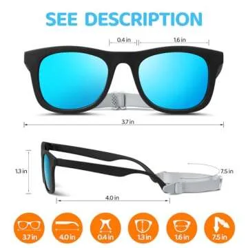 RIVBOS Baby Sunglasses Boys&Girls with Strap UV400 Polarized Flexible for Toddler,Infant and Newborn...