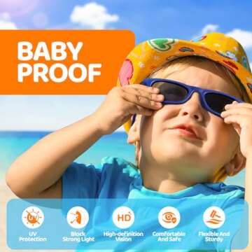 RIVBOS Baby Sunglasses Boys&Girls with Strap UV400 Polarized Flexible for Toddler,Infant and Newborn(0-24month) Black&Ice Blue Lens RBK0231