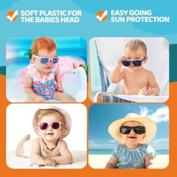 RIVBOS Baby Sunglasses Boys&Girls with Strap UV400 Polarized Flexible for Toddler,Infant and Newborn(0-24month) Black&Ice Blue Lens RBK0231
