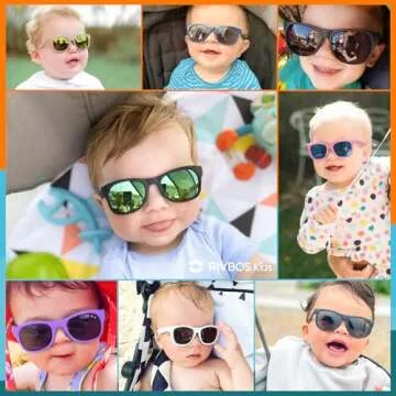 RIVBOS Baby Sunglasses Boys&Girls with Strap UV400 Polarized Flexible for Toddler,Infant and Newborn(0-24month) Black&Ice Blue Lens RBK0231