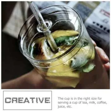 DOITOOL Glass Cups with Lid and Straw,16 oz Iced Coffee Cups Clear Aesthetic Cups,Reusable Tumbler with Lid and Straw for Bubble Tea Juice Smoothie Iced Coffee