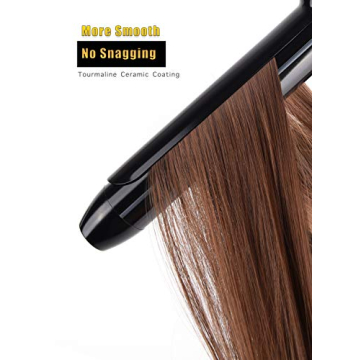 Lanvier 1.25 Inch Clipped Curling Iron with Extra Long Tourmaline Ceramic Barrel, Professional 1 1/4 Inch Hair Curler up to 450°F Dual Voltage for Traveling, Hair Waving Style Tool–Black