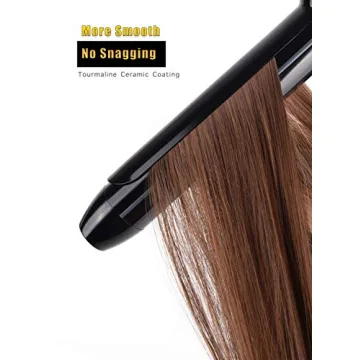 Lanvier 1.25 Inch Clipped Curling Iron with Extra Long Tourmaline Ceramic Barrel, Professional 1 1/4 Inch Hair Curler up to 450°F Dual Voltage for Traveling, Hair Waving Style Tool–Black