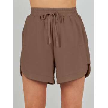 ANRABESS Two Piece Sets for Women Summer Half Zip Short Set Sweatsuit 2 Piece Outfits Sweat Lounge Sets Tracksuit brown Medium