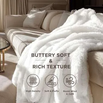 Bedsure Fluffy White Throw Blanket Gifts for Women, Men, Soft Fleece Cozy Fuzzy Sherpa Plush Warm Mi...