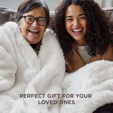 Bedsure Fluffy White Throw Blanket Gifts for Women, Men, Soft Fleece Cozy Fuzzy Sherpa Plush Warm Minky Thick Faux Fur Throws for Couch, Bed, White Decor Valentines Blanket Gifts for Her Him, 50x60