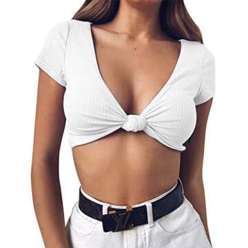 Mizoci Women’s Knot Front Crop Top - Chic Summer Essential