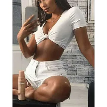 Mizoci Women’s Knot Front Crop Top - Chic Summer Essential