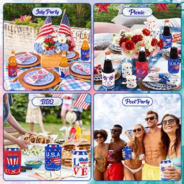 jollylife 16PCS 4th/Fourth of July Decorations Can Cooler Sleeves for Independence Day Memorial Day ...