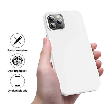 OTOFLY Compatible with iPhone 12 Pro Max Case 6.7 inch(2020),[Silky and Soft Touch Series] Premium Soft Liquid Silicone Rubber Full-Body Protective Bumper Case (White)