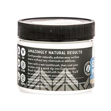 Redmond Earthpowder - All Natural Tooth and Gum Powder Bentonite Clay and Charcoal Teeth Whitener, Peppermint Charcoal …